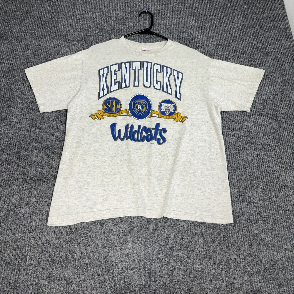 Vintage Kentucky Wildcats T Shirt Mens L Gray SEC Tee Jays NCAA Basketball 90s